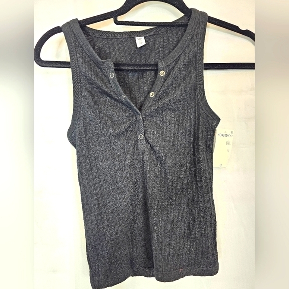 BP grey size XS snap button tank top muscle tee NWT ribbed cotton - Picture 1 of 4